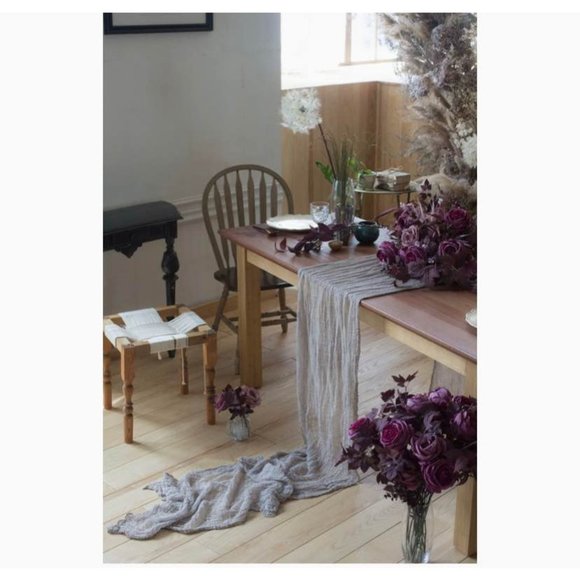Wedding Dining Tablecloth Cheesecloth Table Runner 25" x 16ft Light Silver ~ New - Picture 1 of 2